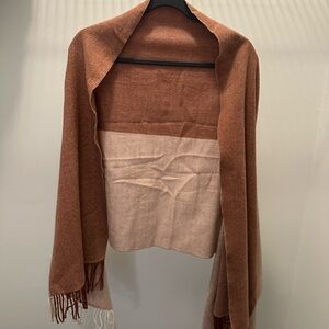 Burnt orange and Cream Scarf with Fringe